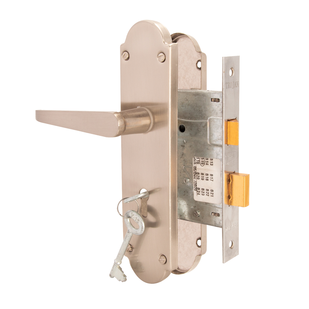 VICTORIAN LOCKSET GABLE PLATE 8″ 2 LEVER SC