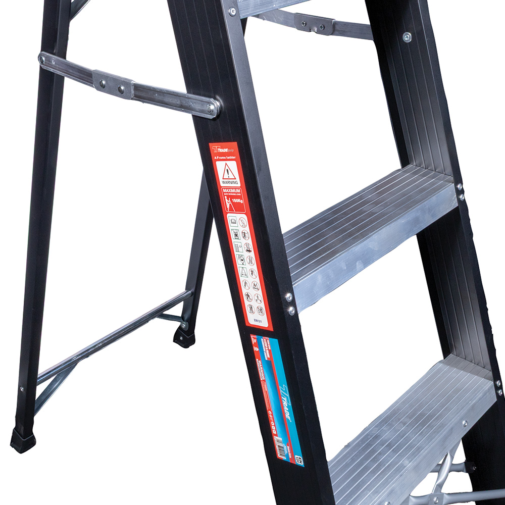 Black 4 Step A Frame Aluminium Ladder - Image 4